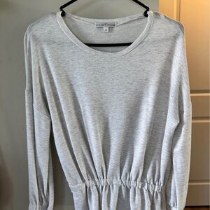 Light Gray Long-Sleeve Drawstring Waist Top